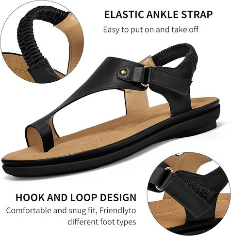 Women's Flat Sandals Summer: Orthopedic Cushioned Footbed Elastic Back Womens Sandals - Comfy Casual Walking Shoes Daily Wear in Saudi Arabia