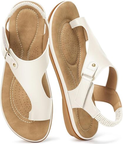 Women's Flat Sandals Summer: Orthopedic Cushioned Footbed Elastic Back Womens Sandals - Comfy Casual Walking Shoes Daily Wear in Saudi Arabia
