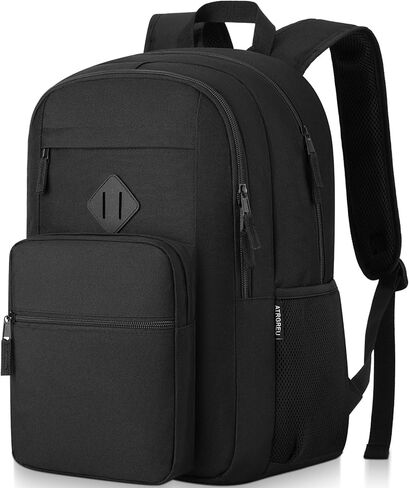 Black Backpack, School Backpack for Boys Girls, Lightweight Casual High School Bookbag, Daily-use Travel Laptop Backpack with USB Charging Port Fits 15.6 Inch Notebook in Saudi Arabia