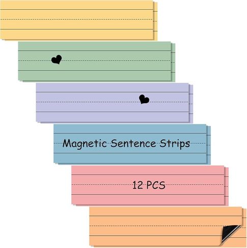 12 Pack Magnetic Sentence Strips for Teachers 12 x 3 Inch Magnetic Dry Erase Sentence Strips Lined Reusable Classroom Learning Tool for Office School(Multicolor) in Saudi Arabia