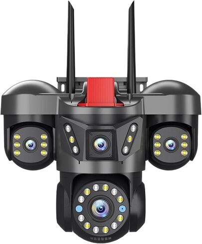 كاميرا 10K 20MP UHD خارجية WiFi IP بأربعة شاشات Len Four Screen 360° 16X Zoom PTZ Security Cam تتبع تلقائي للمراقبة CCTV (قابس الاتحاد الأوروبي، 10K بدون بطاقة SD) in Kuwait
