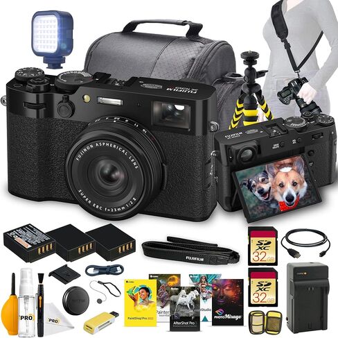 كاميرا FUJIFILM X100VI الرقمية مع مستشعر APS-C بدقة 40 ميجابكسل، وعدسة 23 مم f/2، وIBIS، وعدسة نظر هجينة، وكاميرا مدمجة لتصوير الشوارع والسفر (فضية) مع حافظة ناعمة وبطاقة ذاكرة سعة 32 جيجابايت in Saudi Arabia