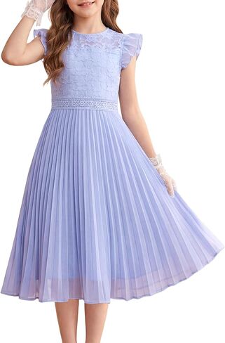 GRACE KARIN Teen Girls Wedding Guest Dresses Junior Bridesmaid Party Graduation Lace Pleated Flower Girl Dress Size 7-14 in Saudi Arabia