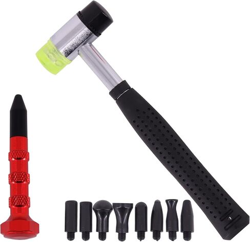 Paintless Dent Repair Tool,2 in 1 Slide Hammer dent Puller Car Repair Tool Kit with 20 pcs Suction Dent Puller, 2 Stainless Steel Grooves, 4 Puller Lines in Kuwait