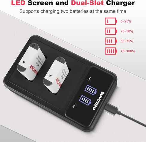 2 حزمة بطارية NP-BX1 وشاحن LCD مزدوج الفتحة، بطارية إعادة شحن لسوني ZV-1، ZV-1 II، Cyber-Shot DSC-HX80/90V/95/99، RX1، RX1R II، RX100 (II/III/IV/V/VA/VI/VII)، الكاميرات in Kuwait