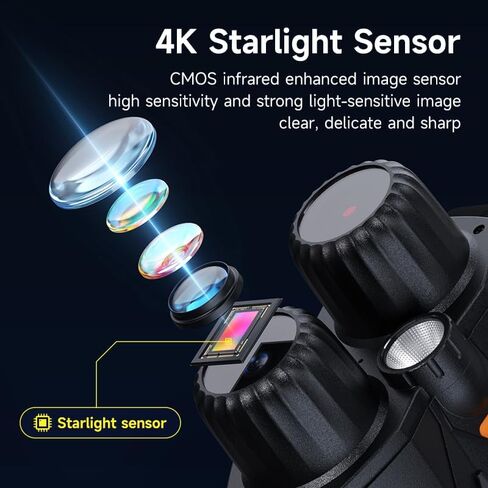 مناظير للرؤية الليلية 4K مع تكبير 10X - مناظير رقمية عالية الدقة للبالغين، ومشاهدة الطيور، والصيد، ومراقبة الحياة البرية، والتخييم - دعم بطاقة الذاكرة سعة 128 جيجابايت - رؤية ليلية in Kuwait