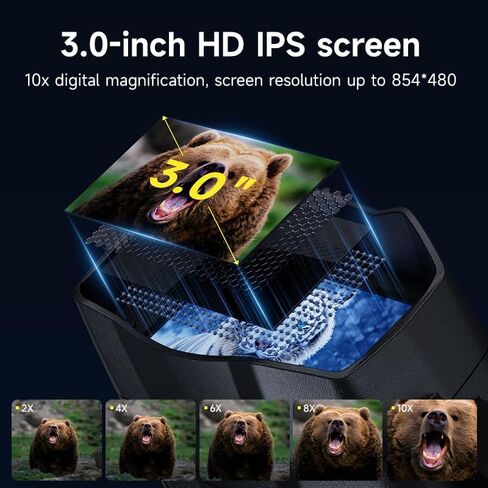 مناظير للرؤية الليلية 4K مع تكبير 10X - مناظير رقمية عالية الدقة للبالغين، ومشاهدة الطيور، والصيد، ومراقبة الحياة البرية، والتخييم - دعم بطاقة الذاكرة سعة 128 جيجابايت - رؤية ليلية in Kuwait