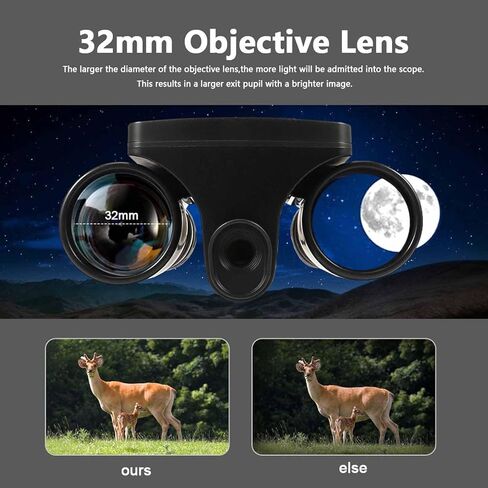 Luocute 12x32 مناظير رقمية مع كاميرا، 48MP 2.5K UHD 2.4 بوصة شاشة ملونة 8X تقريب رقمي من النوع C مسجل صور فيديو، لمشاهدة الطيور ومراقبة الحياة البرية والسفر in Kuwait