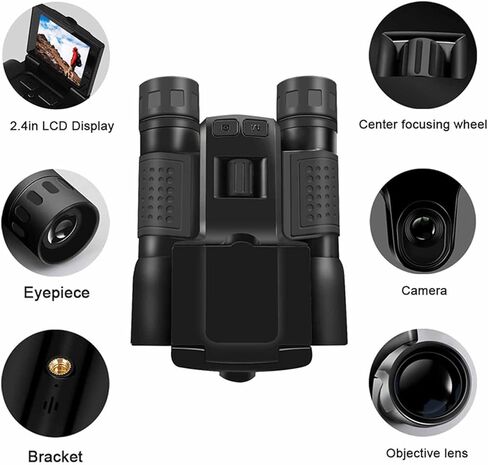 Luocute 12x32 مناظير رقمية مع كاميرا، 48MP 2.5K UHD 2.4 بوصة شاشة ملونة 8X تقريب رقمي من النوع C مسجل صور فيديو، لمشاهدة الطيور ومراقبة الحياة البرية والسفر in Kuwait
