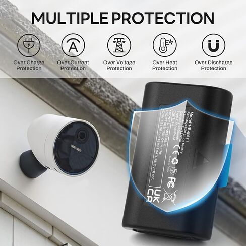 MULS قطعتان بديلتان لكاميرا الأمان اللاسلكية الخارجية SimpliSafe SSCAM-BAT11 SCM301 CMOB1 CM0B1 كاميرات وجرس باب فيديو 7000 مللي أمبير في الساعة حزمة بطارية مطورة مع كابل شحن من النوع C يدوم طويلاً in Kuwait