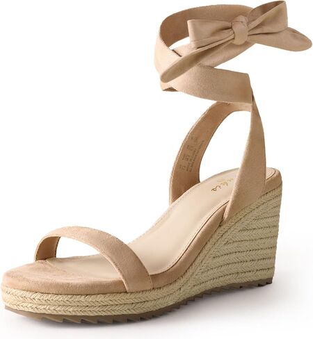 Ankis Women's Espadrilles Wedges Sandals Heels Open Toe Tie Lace Up Cute Ankle Strap Dressy Platform Wedges Sandals in Saudi Arabia