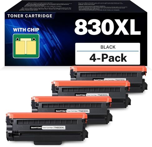 Compatible TN830XL Toner Cartridge Replacement for Brother TN830XL TN830 XL TN-830XL Work with HL-L2405W HL-L2460DW HL-L2420DW HL-L2480DW DCP-L2640DW MFC-L2820DW MFC-L2900DW Printer (4 Pack) in Saudi Arabia