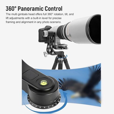 رأس Gimbals للخدمة الشاقة حامل ثلاثي القوائم 360 درجة كرة بانورامية Arca لوحة إطلاق سريع أقصى حمولة 33 رطل عدسة طويلة متوافقة in Kuwait