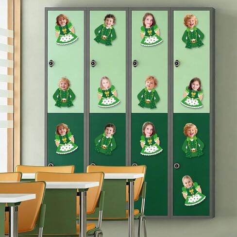 50Pcs St. Patrick's Day DIY Cutouts, March Leprechaun Suit and Dress Paper Cutting Green Irish Bulletin Board Decor with DIY Photo Space for Classroom Party Wall Decor in Saudi Arabia