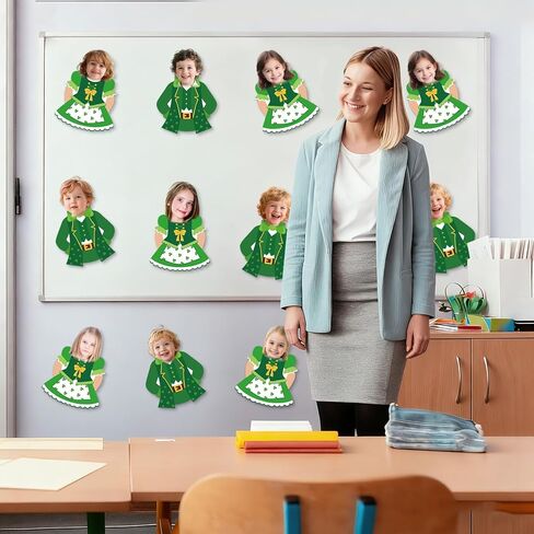 50Pcs St. Patrick's Day DIY Cutouts, March Leprechaun Suit and Dress Paper Cutting Green Irish Bulletin Board Decor with DIY Photo Space for Classroom Party Wall Decor in Saudi Arabia