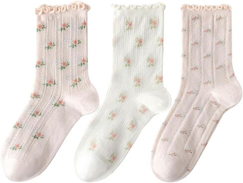 Women Ankle Socks,Sports Breathable Fashion Lace Flash stitching flowers Frilly Ankle Socks in Saudi Arabia