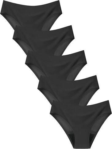 TIICHOO Period Underwear for Teens Seamless Menstrual Leakproof Underwear for Girls 5 Pack(13-15 Years, Black of 5) in Saudi Arabia