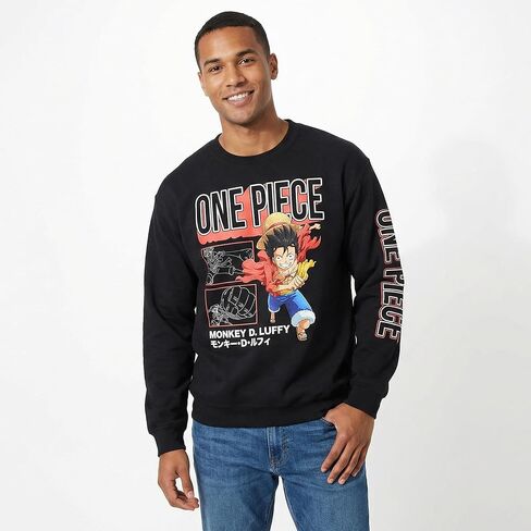 Ripple Junction One Piece Monkey D. Luffy Collage Adult Crew Neck Anime Sweatshirt Officially Licensed in Saudi Arabia