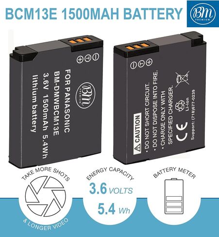 بطارية BM Premium DMW-BCM13E لباناسونيك لوميكس DC-TS7، DMC-FT5A، LZ40، TS5، TS6، TZ37، TZ40، DMC-TZ41، DMC-TZ55، DMC-TZ60، DMC-ZS27، DMC-ZS30، DMC-ZS35، DMC-ZS40، الكاميرات الرقمية DMC-ZS45، DMC-ZS50 in Kuwait
