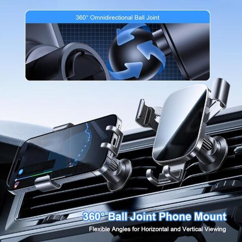 حامل هاتف السيارة لسيارة Lexus ES 2019 2020 2021 2022 2023 2024، حامل فتحة تهوية مع خطاف معدني مضاد للسقوط، متين، ثابت مضاد للاهتزاز، دوران 360 درجة، استخدام بيد واحدة، يناسب الهواتف مقاس 4.7-7.2 بوصة in Kuwait
