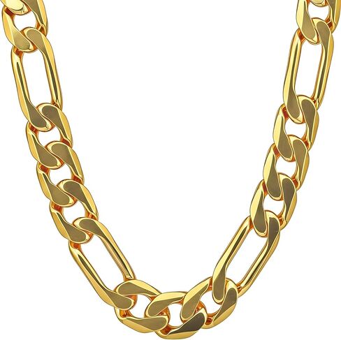 قلادة سلسلة فيجارو مشطوفة من LIFETIME JEWELRY للنساء والرجال مطلية بالذهب الحقيقي عيار 24 قيراط (6.5 مم، 8 مم، 9.5 مم، 11 مم) in Kuwait