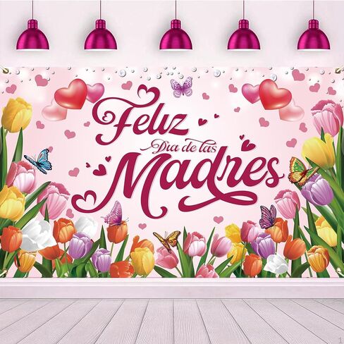 لافتة Feliz Dia de las Madres مقاس 72 × 44 بوصة خلفية كبيرة لعيد الأم السعيدة لتزيين حفلات Dia de las Madres in Kuwait