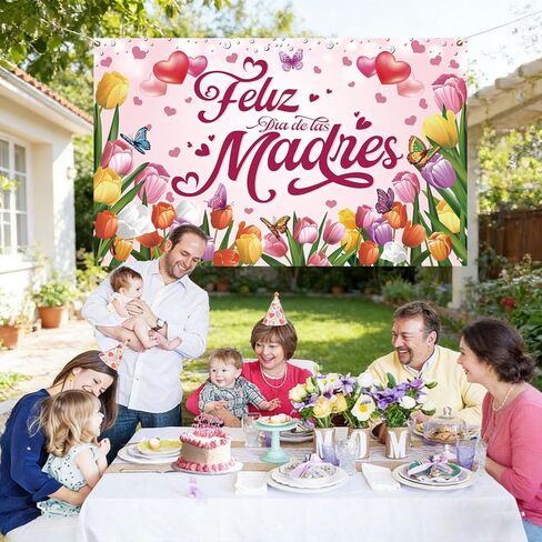 لافتة Feliz Dia de las Madres مقاس 72 × 44 بوصة خلفية كبيرة لعيد الأم السعيدة لتزيين حفلات Dia de las Madres in Kuwait