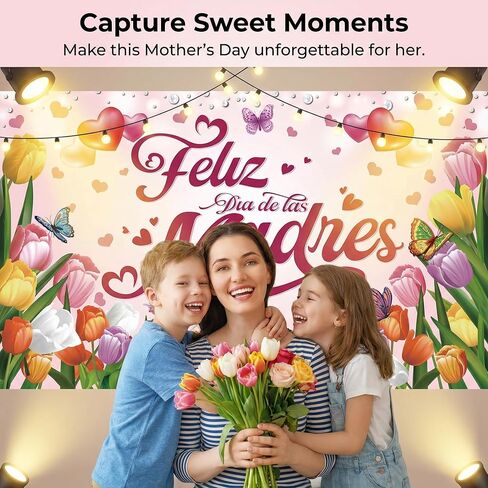 لافتة Feliz Dia de las Madres مقاس 72 × 44 بوصة خلفية كبيرة لعيد الأم السعيدة لتزيين حفلات Dia de las Madres in Kuwait