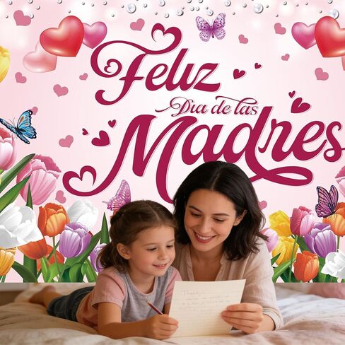لافتة Feliz Dia de las Madres مقاس 72 × 44 بوصة خلفية كبيرة لعيد الأم السعيدة لتزيين حفلات Dia de las Madres in Kuwait