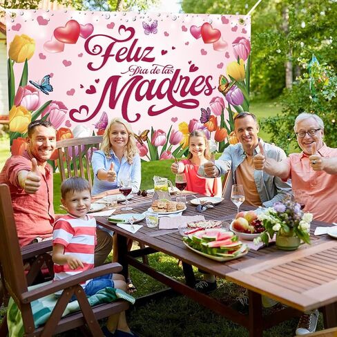لافتة Feliz Dia de las Madres مقاس 72 × 44 بوصة خلفية كبيرة لعيد الأم السعيدة لتزيين حفلات Dia de las Madres in Kuwait