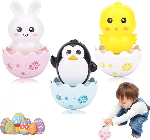 Lukax Baby Easter Egg Toys - Bunny Chick Baby Easter Basket Stuffer, Plastic Easter Egg Toys with Rattles, Toddler Easter Egg Basket Toys for Age 8 Month+ in Kuwait