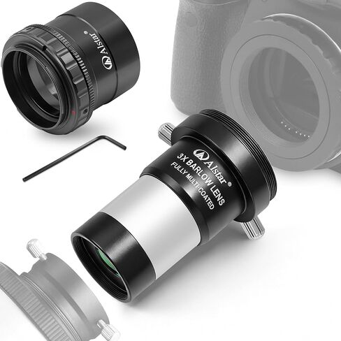 محول تركيب Alstar T2 M42 إلى 2 بوصة لجميع كاميرات Nikon SLR/DSLR - حزمة مع - عدسة بارلو 1.25 بوصة 3X in Kuwait