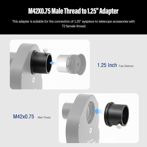 Astromania M42X0.75 محول ذكر إلى 1.25 بوصة - حزمة مع - 3X Barlow Lens 1.25 بوصة in Kuwait