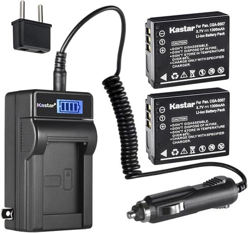 شاحن بطارية تيار متردد LCD من Kastar CGA-S007 متوافق مع بطارية باناسونيك CGA-S007 CGA-S007A CGA-S007A/1B CGA-S007E، CGR-S007، بطارية DMW-BCD10، شاحن باناسونيك DE-A26، DE-A45، DE-A45BC، DE-A46 in Kuwait
