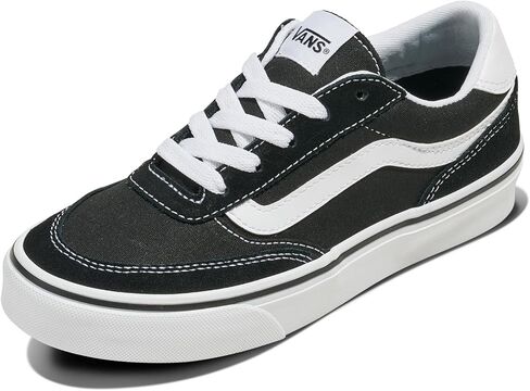 حذاء Vans Big Kids' Brooklyn LS - حذاء رياضي كاجوال منخفض الرقبة للأولاد والبنات. جلد سويدي/قماش أسود/أبيض. 6 in Kuwait