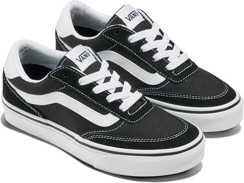 حذاء Vans Big Kids' Brooklyn LS - حذاء رياضي كاجوال منخفض الرقبة للأولاد والبنات. جلد سويدي/قماش أسود/أبيض. 6 in Kuwait