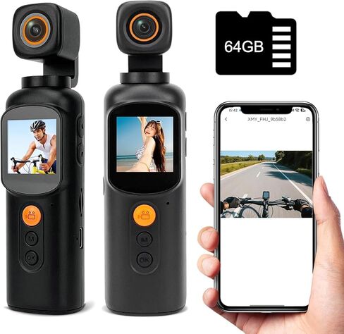 كاميرات الجسم بدقة 4K مع تسجيل الصوت والفيديو، وكاميرا تسجيل فيديو محمولة تعمل بتقنية WiFi بزاوية 350 درجة، وبطارية 6 ساعات، وكاميرا حركة صغيرة للسفر، وسجلات العمل، وتسجيل سري متضمن بطاقة 64 جيجابايت. in Kuwait