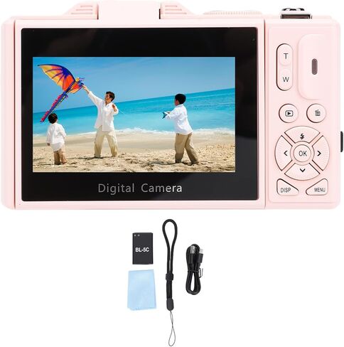كاميرا رقمية POCREATION 5K للتصوير الفوتوغرافي WiFi 75MP Vlog Camera 5K HD Video 18X تكبير رقمي 3.0 بوصة 180 درجة شاشة قابلة للطي مع فتحة F3.2 للبث المباشر عبر الإنترنت in Kuwait