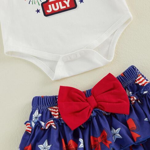 Baby Girl Fourth of July Outfit My 1st 4th of July Romper Ruffle Layered Skirt Shorts Headband Socks Cute Clothes in Saudi Arabia