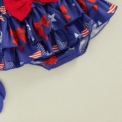 Baby Girl Fourth of July Outfit My 1st 4th of July Romper Ruffle Layered Skirt Shorts Headband Socks Cute Clothes in Saudi Arabia