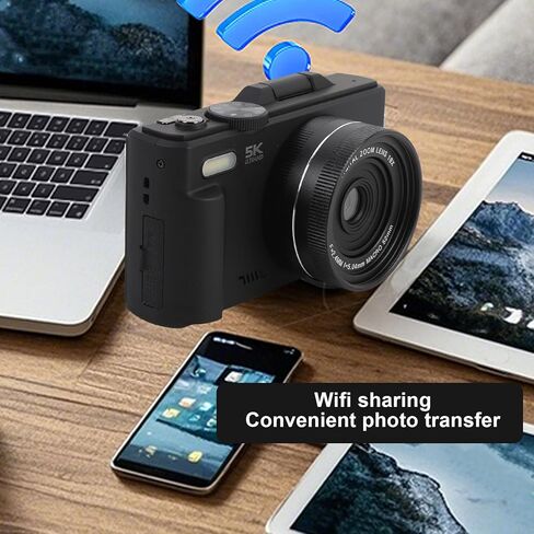 Digital Camera, 5K 75MP UHD WiFi Autofocus Camera with 3" 180 Flip Screen, 18X Digital Zoom, Built in Mic, for Photography Video (Black) in Saudi Arabia