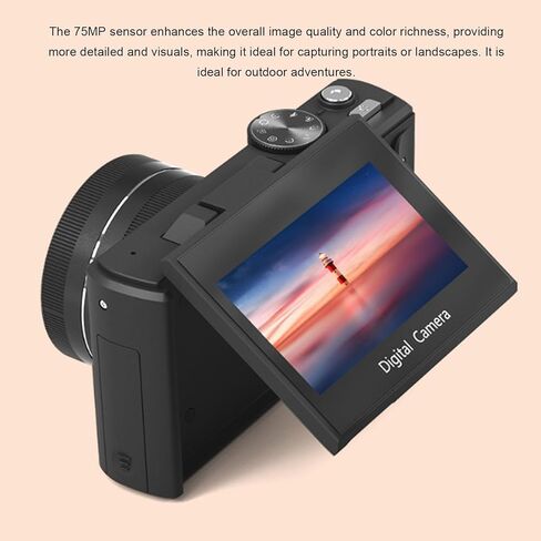 Digital Camera, 5K 75MP UHD WiFi Autofocus Camera with 3" 180 Flip Screen, 18X Digital Zoom, Built in Mic, for Photography Video (Black) in Saudi Arabia