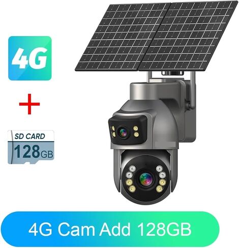 كاميرا AOV 4G تعمل بالطاقة الشمسية، تسجيل 24/7، بطارية مدمجة، 2 - شاشة، كاميرا تكبير 20 مرة في الهواء الطلق، تتبع تلقائي 8 ميجابكسل 20 وات (4G 20X تكبير 128 جيجا TF) in Kuwait