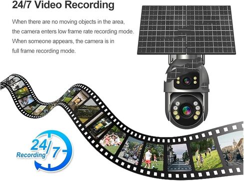 AOV 4G Solar Camera 24/7 Recording Built-in Battery 2 -Screen 20X Zoom Camera Outdoor 8MP Auto Tracking 20W(4G 20X Zoom 128G TF) in Saudi Arabia