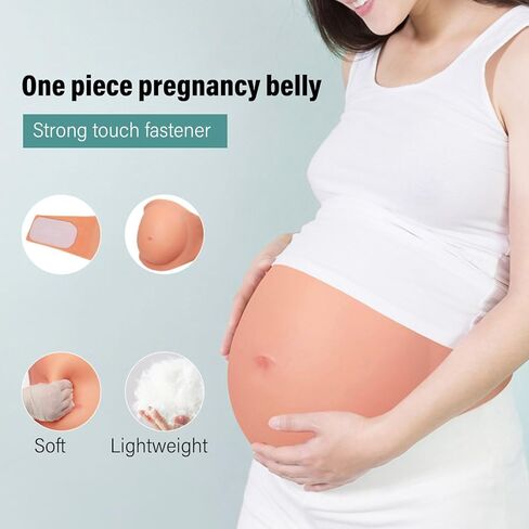 YUYTE Silicone Fake Pregnant Belly Bump, Artificial Baby Bump Adjustable Lightweight Soft for Parties Performances, Training, Memory Foam Filling Costumes for Actor Maternity(Yellow) in Kuwait