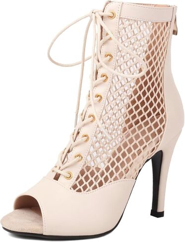 Peep Toe Latin Salsa Dance Boots for Women 4 Inch Heel Dance Shoes in Saudi Arabia