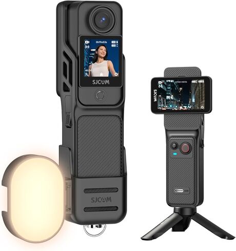 مجموعة إضاءة SJCAM C400 LED مع حامل ثلاثي القوائم، وكاميرا تسجيل فيديو لمنشئ محتوى YouTube بدقة 4K، واستخدام طاقة 7 ساعات، ومثبت 6 محاور، لمؤثري Vlogs، وشاشة تعمل باللمس 2.29 بوصة، وكاميرا جسم مقاومة للماء 30 متر، أسود in Kuwait