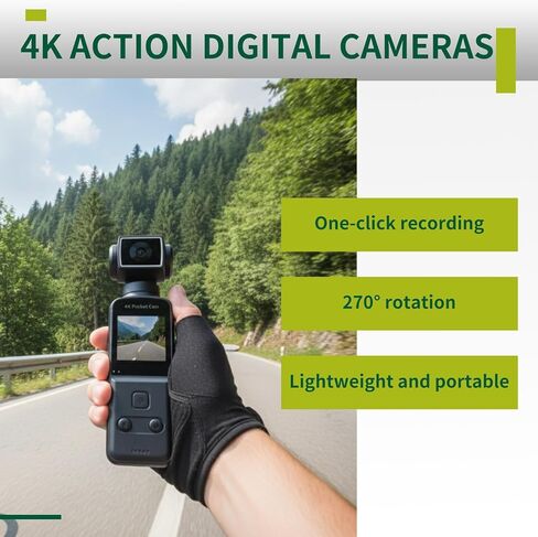 كاميرا رقمية للجيب 4K، شاشة 1.33 بوصة، دوران 270 درجة، تسجيل نقل واي فاي، كاميرا رياضية محمولة للحركة in Kuwait