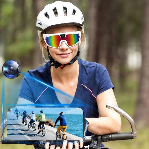 نظارات شمسية رياضية مستقطبة من Yoidesu مع كاميرا، نظارات ذكية لتسجيل الفيديو بدقة 1080 بكسل عالية الدقة، نظارات كاميرا عمل واي فاي لركوب الدراجات النارية والأنشطة الخارجية in Kuwait