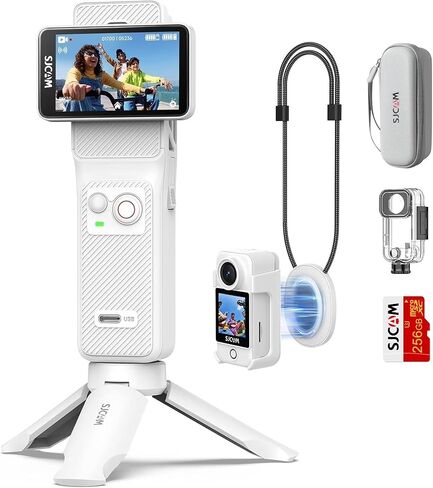 مجموعة كاميرا SJCAM C400 3 في 1، كاميرا محمولة بجيب 256 جيجا بايت 4K، طاقة 7 ساعات، كاميرا عمل تثبيت 6 محاور، شاشة لمس 2.29 بوصة، كاميرا جسم مقاومة للماء لمدونة فيديو للسفر، أبيض in Kuwait